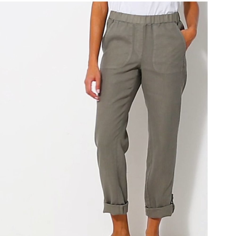 Pure Jill Women's Garment Dyed 100% Linen Slim Leg Pants - MP